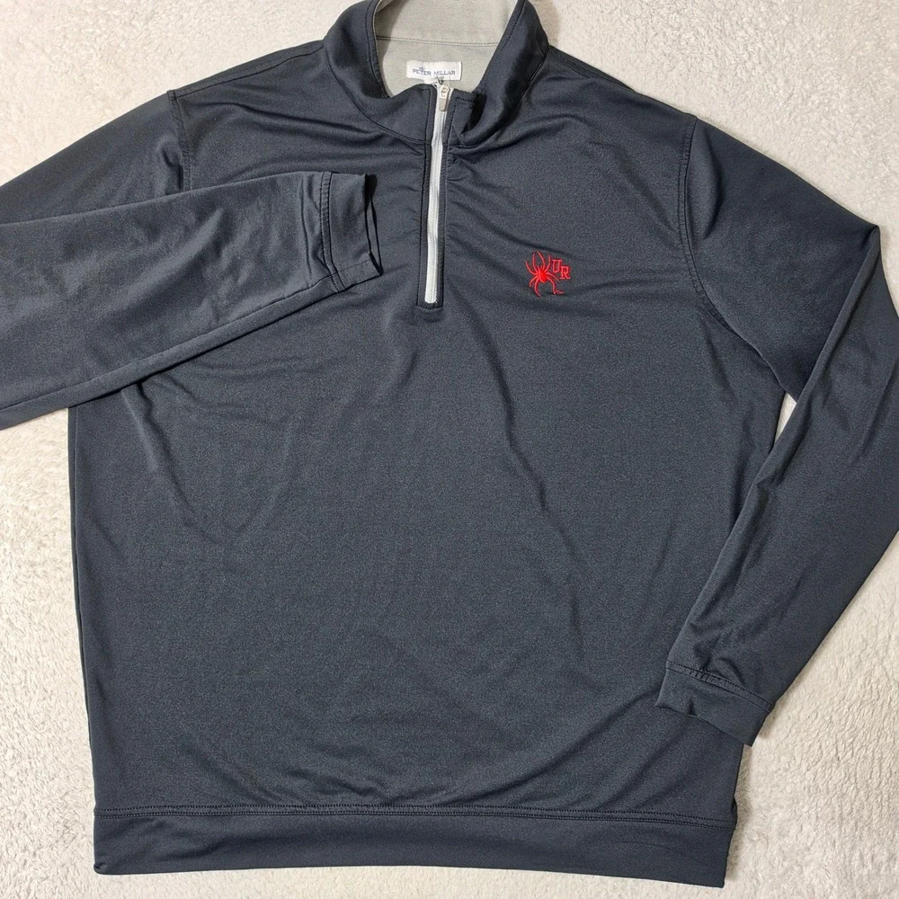 University of Richmond Peter Millar Crown 1/4 Zip Pullover Mens XL Black Stretch